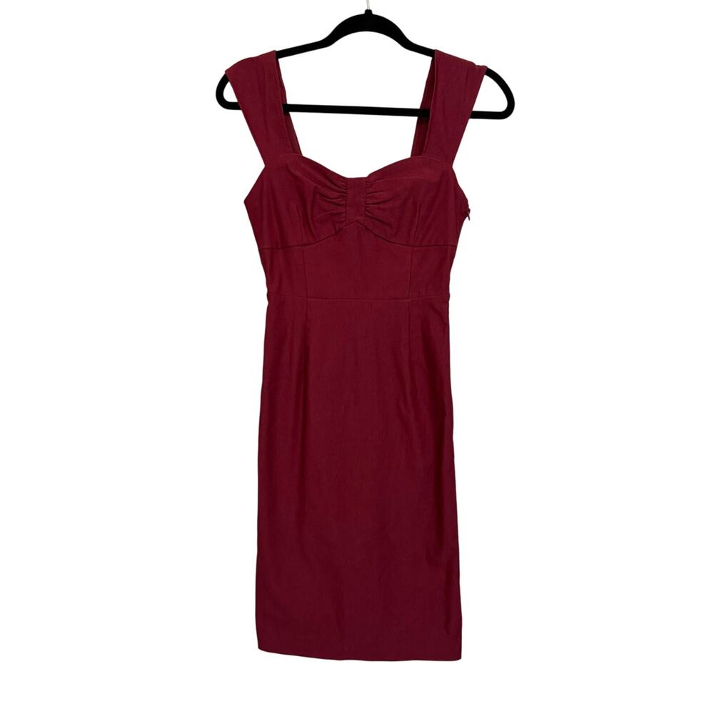 Fervour ModCloth Mini Dress XS Red Corset Sheath Ruched Fitted Evening Party